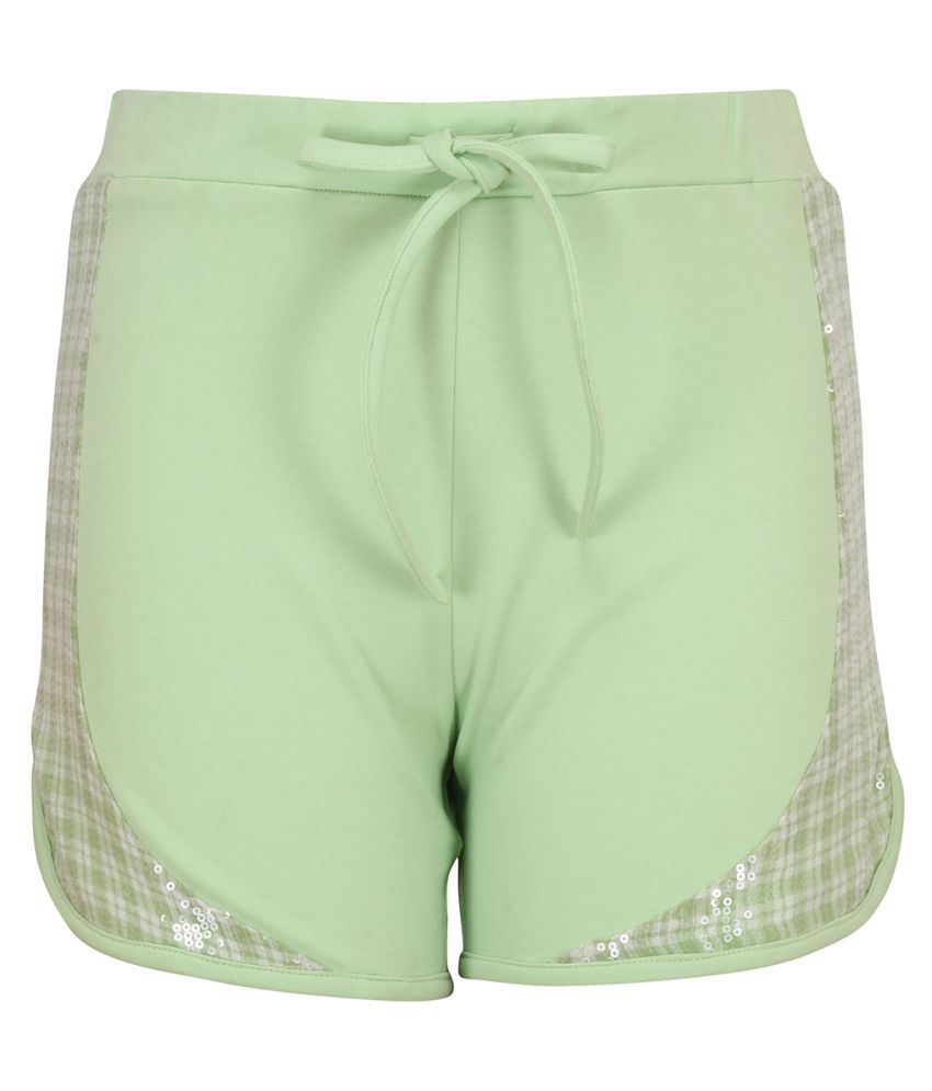     			Cutecumber - Green Cotton Blend Girls Cycling Shorts ( Pack of 1 )