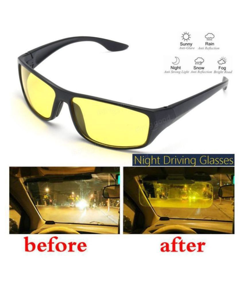 Day And Night Vision Goggles for Riding Bikes Combo Pack of Driving Sunglasses for Men Women Boys & Girls Yellow Color