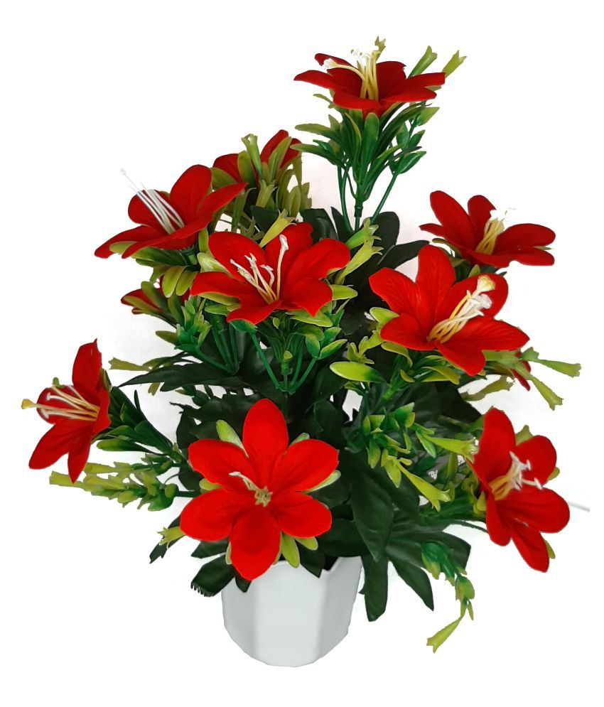     			CHAUDHARY FLOWER - Red Lily Artificial Flowers With Pot ( Pack of 1 )