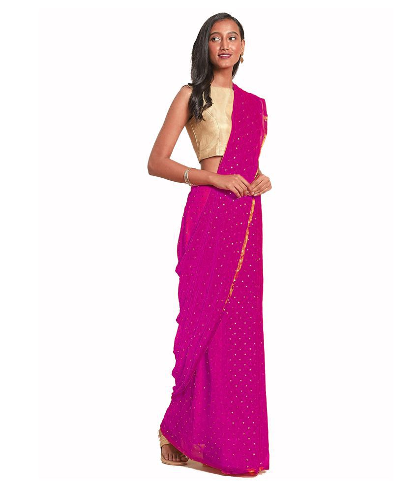     			Bhuwal Fashion - Pink Georgette Saree With Blouse Piece (Pack of 1)