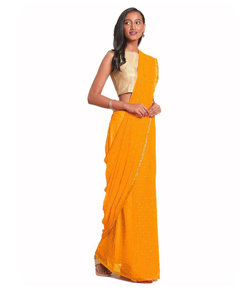     			Bhuwal Fashion Yellow Georgette Saree