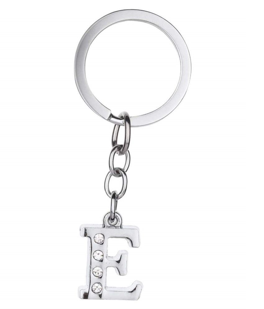     			Alphabet E Chrome Metal Finish Keyring Key Chain  (Silver)