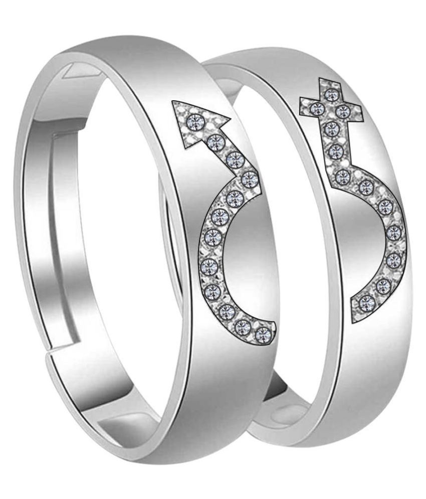     			Paola Adjustable Couple Rings Set for lovers,silver plated attractive  design with diamond Valentine Gift Sets for men and women.