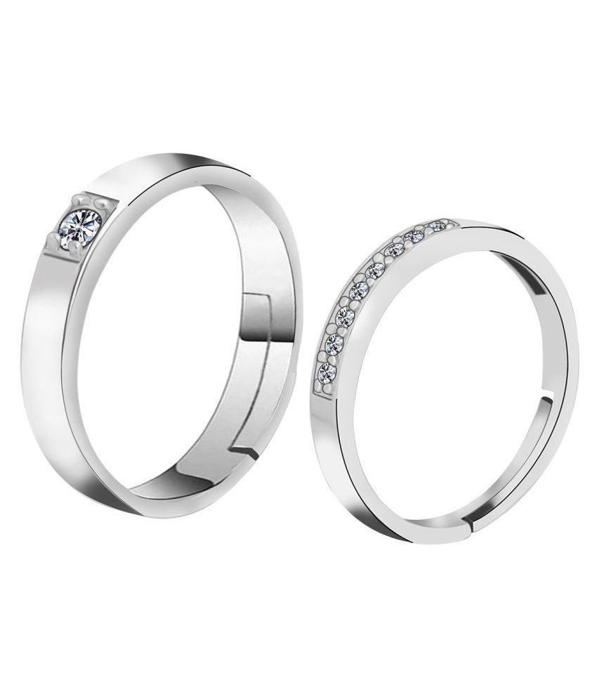     			Paola Adjustable Couple Rings Set for lovers Silverplated  Designer couple ring For Men And Women Jewellery