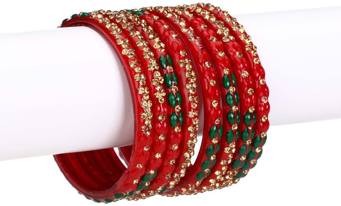     			Somil Designer Set Of Bangle For Party And Daily Use, Glass, Ornamented-DK98