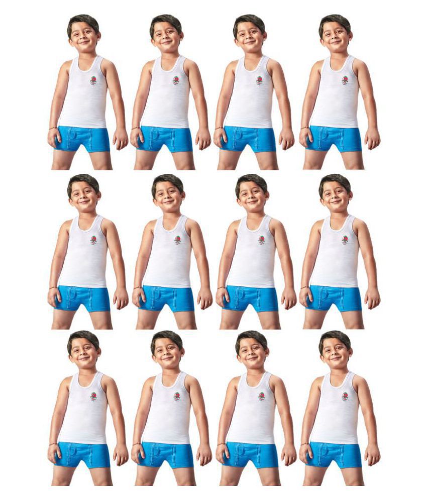    			Dixcy Josh Fine Cotton White leeveless Vests for Kids/Boys - Pack of 12