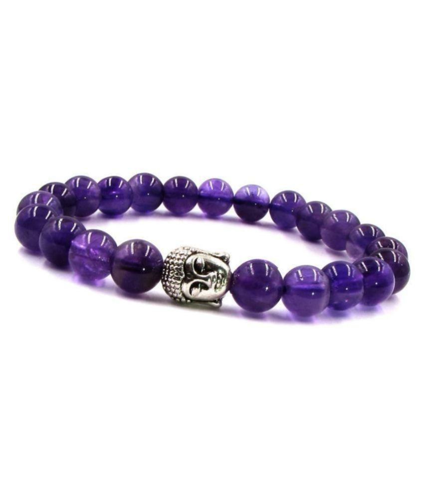     			8mm Purple Amethyst With Buddha Natural Aagte Stone Bracelet