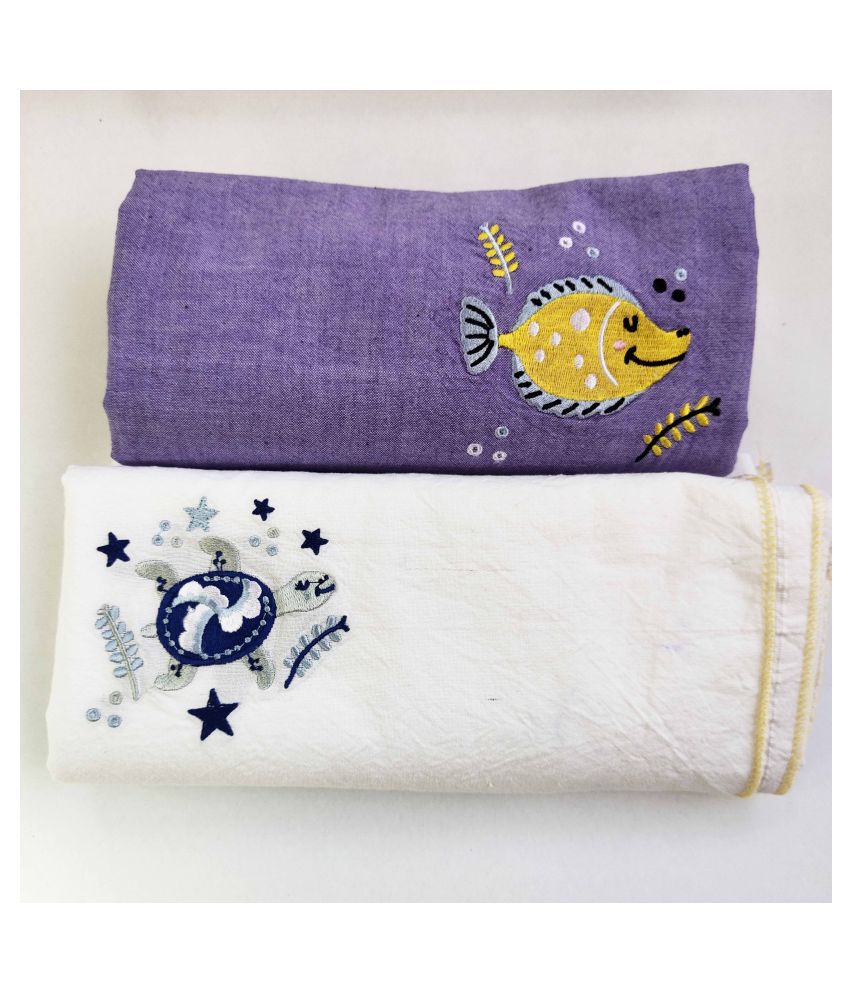 tinyrabbit Multi-Colour Cotton Towel cum blanket ( 155 cm × 80 cm 2 pcs )