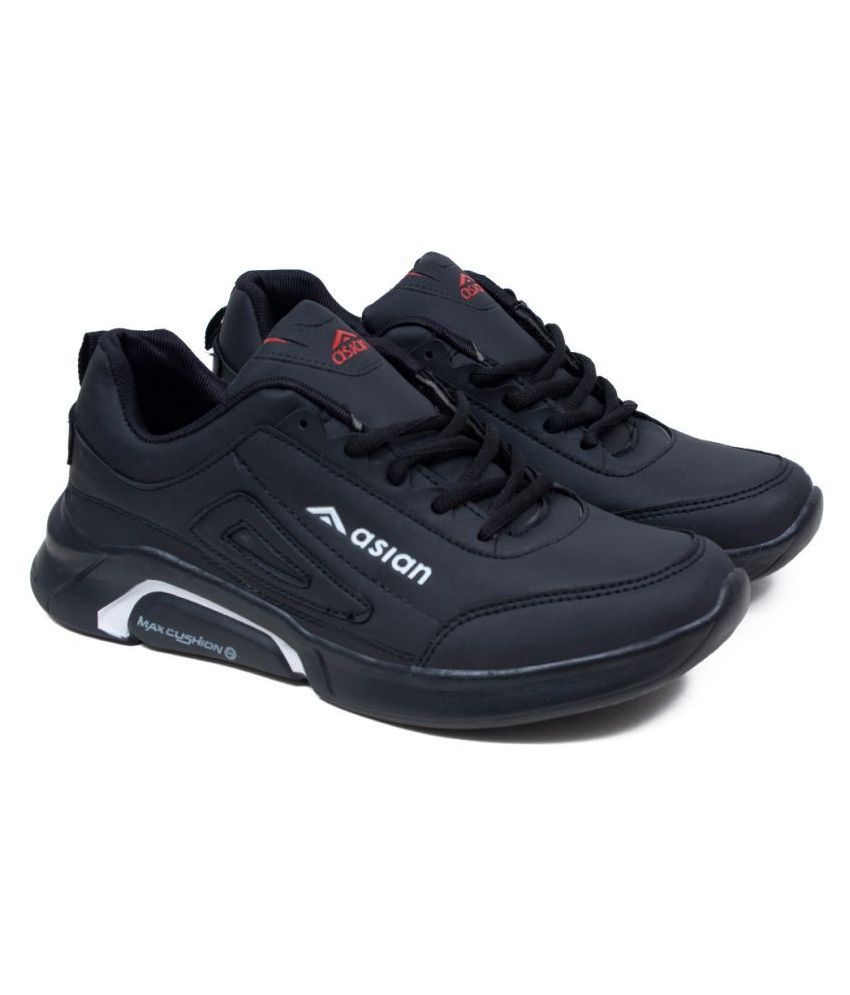     			ASIAN Black Running Shoes