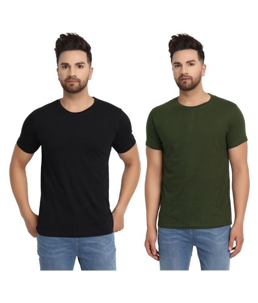     			ESPARTO Cotton Green Solids T-Shirt