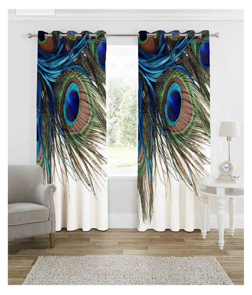     			Koli trading co Set of 2 Door Semi-Transparent Eyelet Polyester Curtains Multi Color