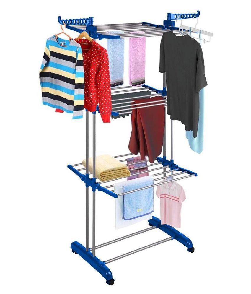 3 TIER CLOTHES AIRER RACK INDOOR OUTDOOR LAUNDRY DRYER FOLDABLE DRY RAIL HANGER 