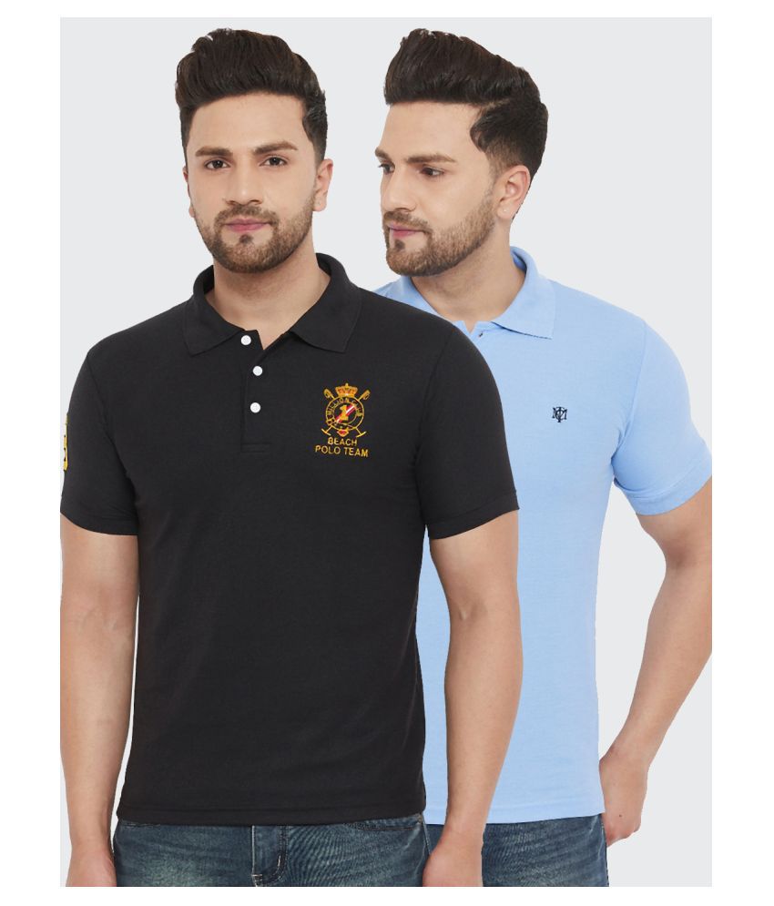     			The Million Club - Black Polyester Regular Fit Men's Polo T Shirt ( Pack of 2 )
