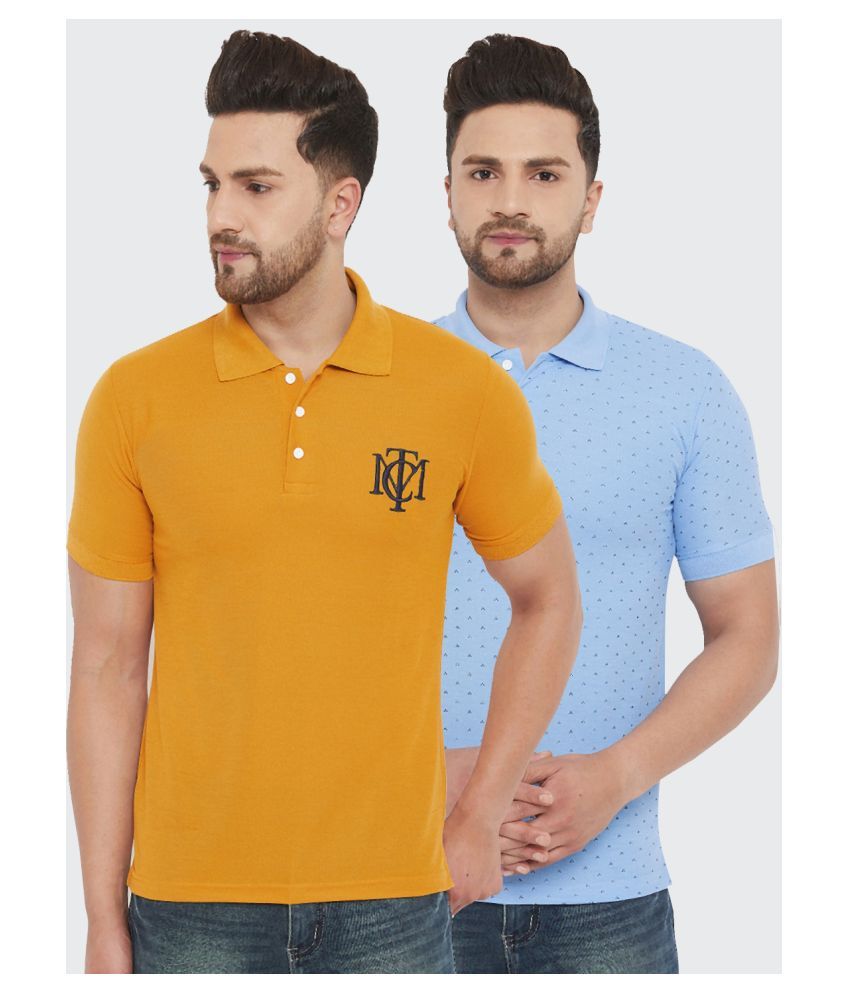     			The Million Club Pack of 2 Polyester Regular Fit Solid Half Sleeves Men's Polo T Shirt ( Yellow )