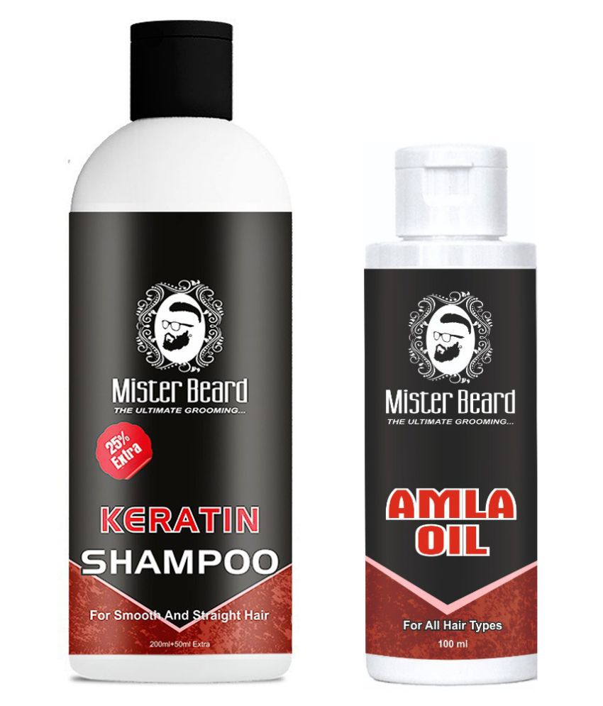 MISTER BEARD Keratin Shampoo And Amla Hair Oil 100 mL Pack of 2 Fliptop Plastic Jar