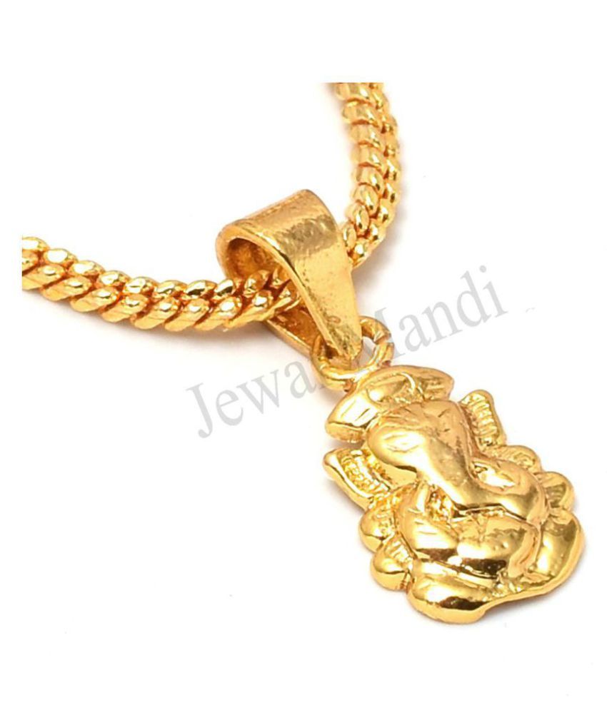     			Jewar Mandi Pendant Ganesh Ji Locket Chain Gold Plated Rich Look Long Size Latest Designer Daily Use Jewelry for Men Women, Boys Girls, Unisex