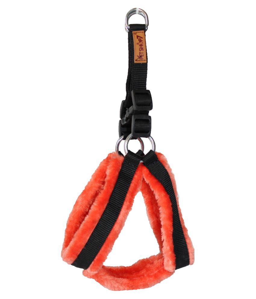     			Petshop7 Premium Quality Fur Padded Nylon Dog Harness 0.75 inch - Small (Chest Size - 20-27inch) -Black with Peach Fur