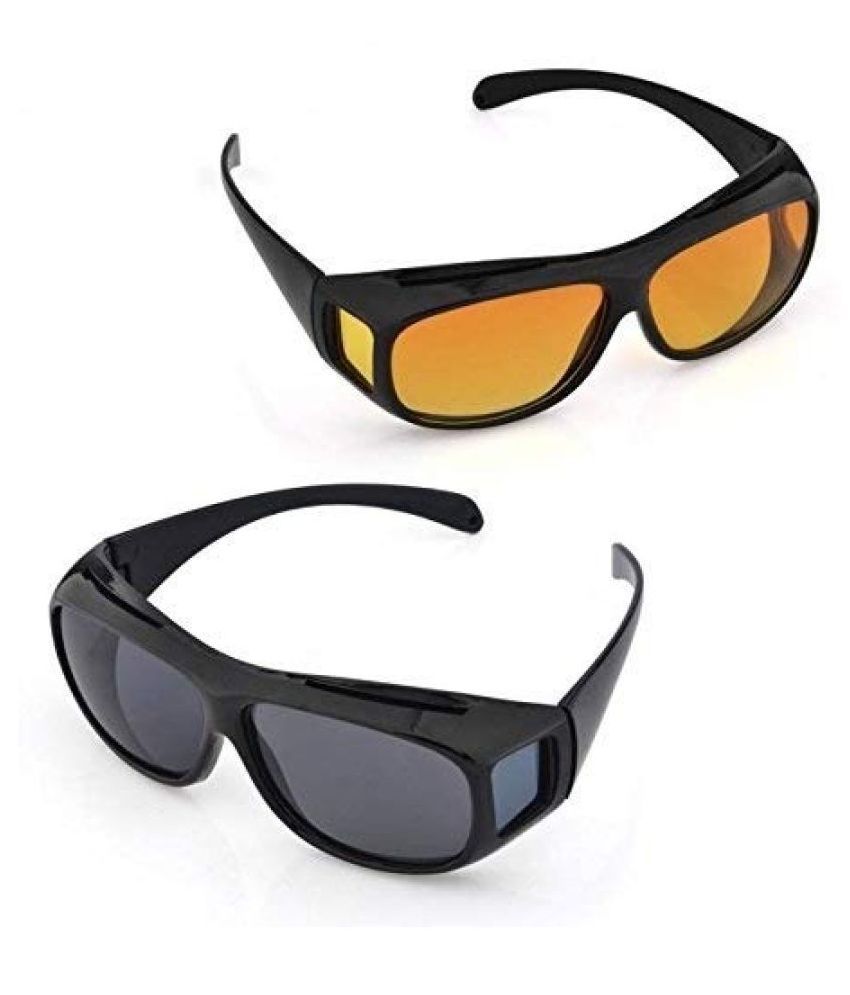 HD Vision Glasses Driving Anti Glare Wrap Around Sunglasses (yellow