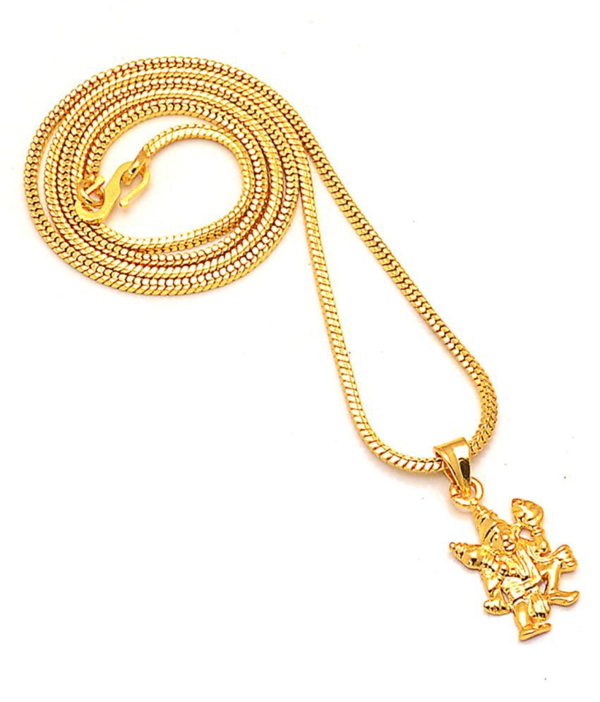     			Jewar Mandi Pendant Hanuman Ji Locket Chain Gold Plated Rich Look Long Size Latest Designer Daily Use Jewelry for Men Women, Boys Girls, Unisex