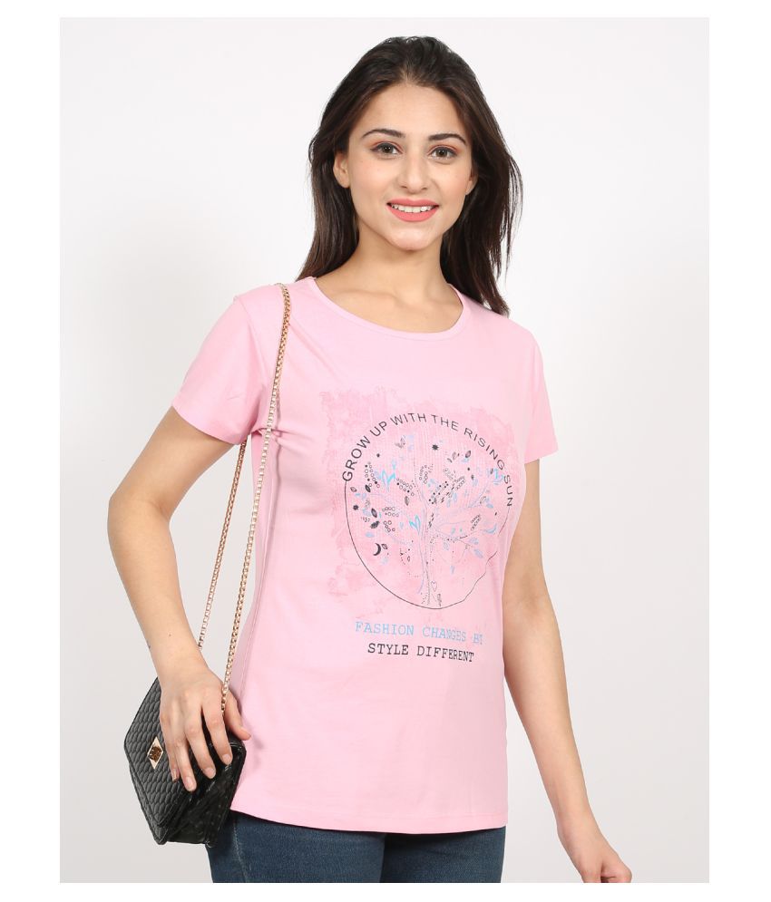 The Million Club - Pink Cotton Regular Fit Women's T-Shirt ( Pack of 1 )