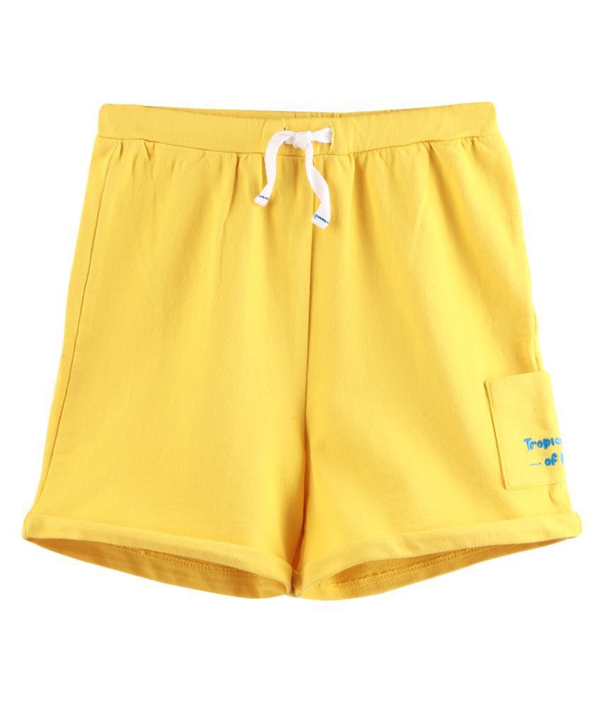 Beebay Embroidered Pull-Up Knitted Shorts Yellow