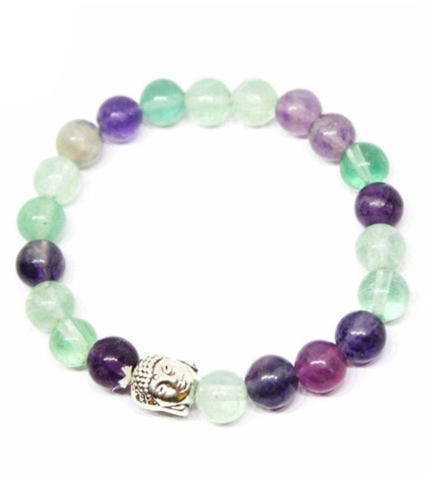     			8mm Green Fluorite With Buddha Natural Agate Stone Bracelet