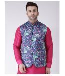 Hangup Blue Cotton Blend Nehru Jacket