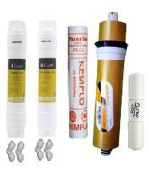 RO Service Kit 80 GPD Hero Membrane which works upto 1000 TDS, Carbon, Sediment Filter, FR, Spun filter and Connectors for Ro Water Purifiers