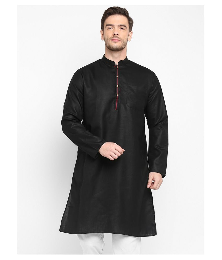     			Hangup Black Cotton Kurta