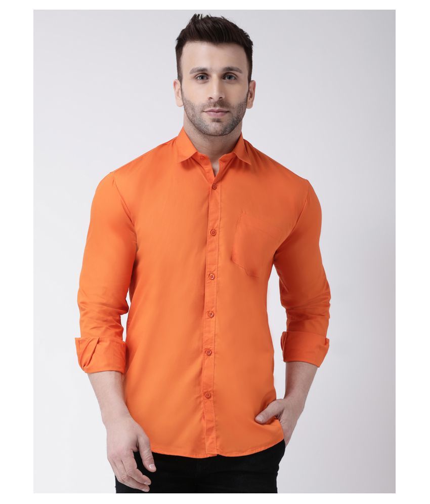     			Hangup Cotton Blend Orange Shirt