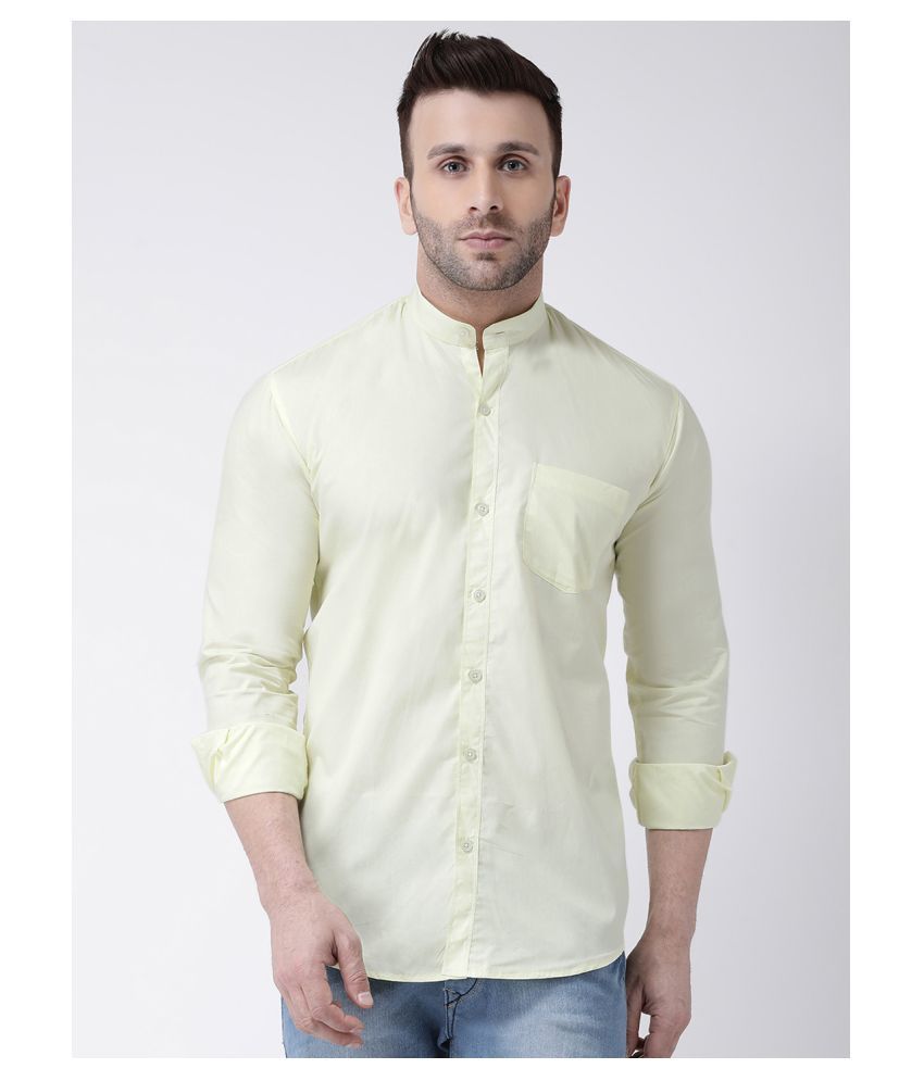     			Hangup Cotton Blend Yellow Shirt