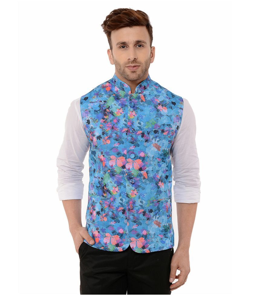     			Hangup Multi Cotton Blend Nehru Jacket