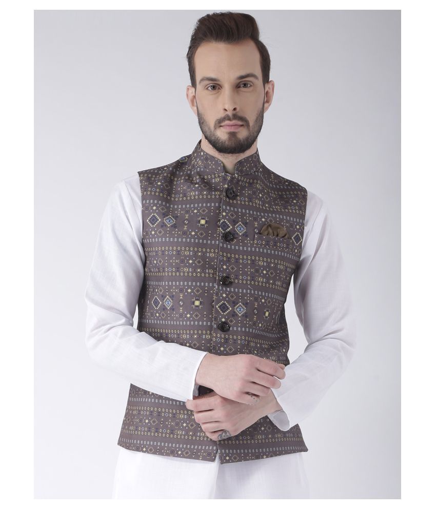     			Hangup Multi Cotton Blend Nehru Jacket