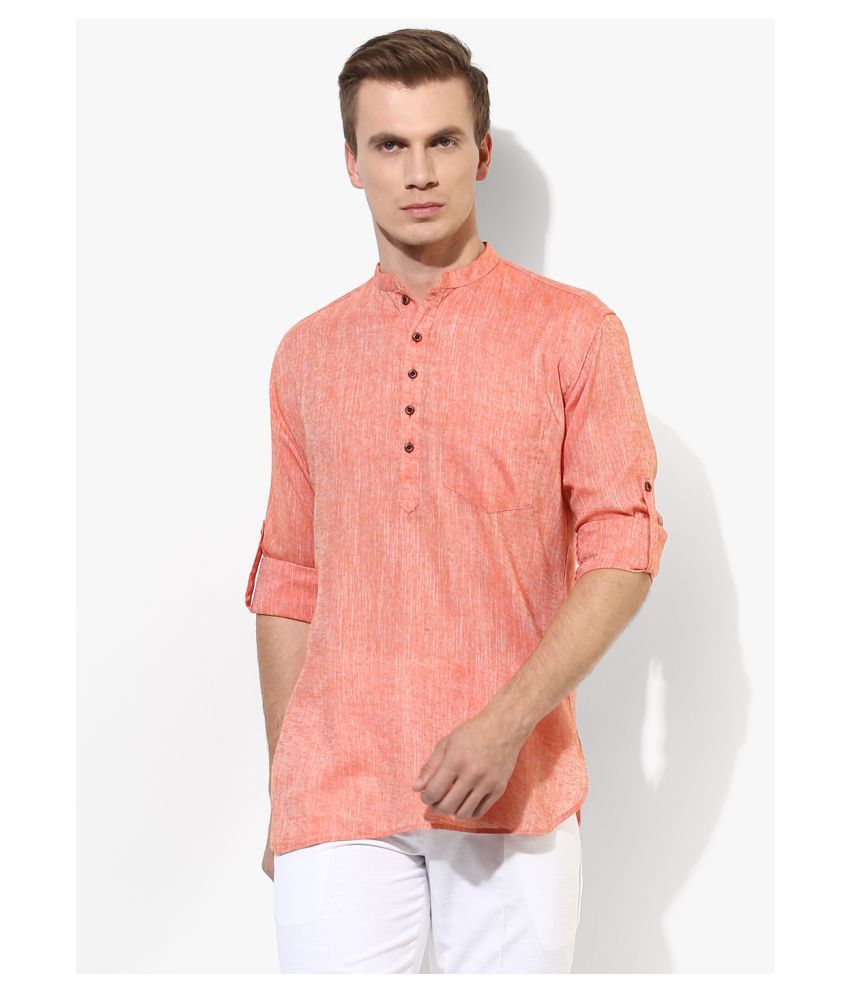     			Hangup Orange Linen Kurta