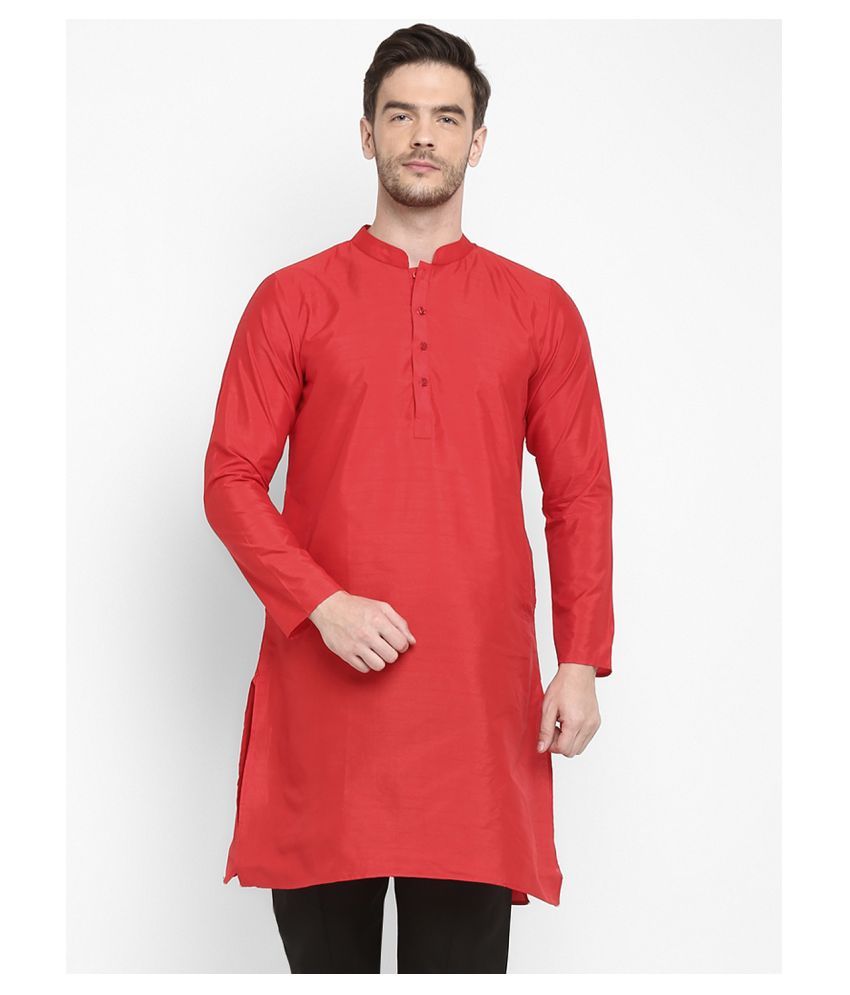     			Hangup Red Silk Blend Kurta