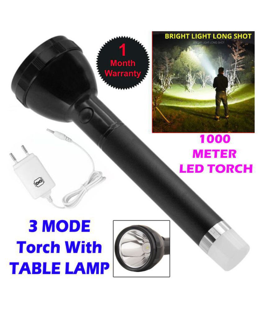 1000 Meter 2Mode Long Beam Chargeable Waterproof LED Table Lamp 50W Flashlight - 50W Rechargeable Flashlight Torch (Pack of 1)