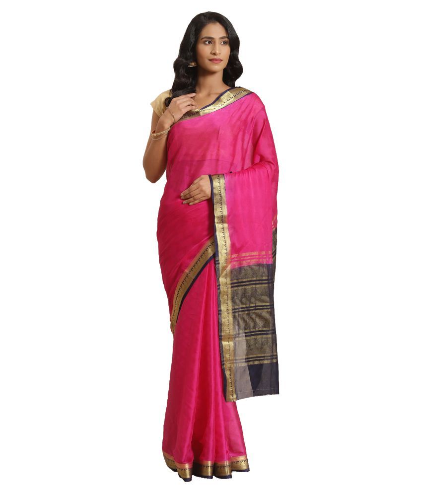     			Aarrah Pink Silk Blend Saree - Single