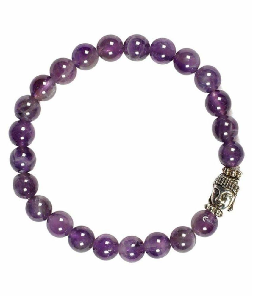     			8mm Purple Amethyst With Buddha Natural Agate Stone Bracelet