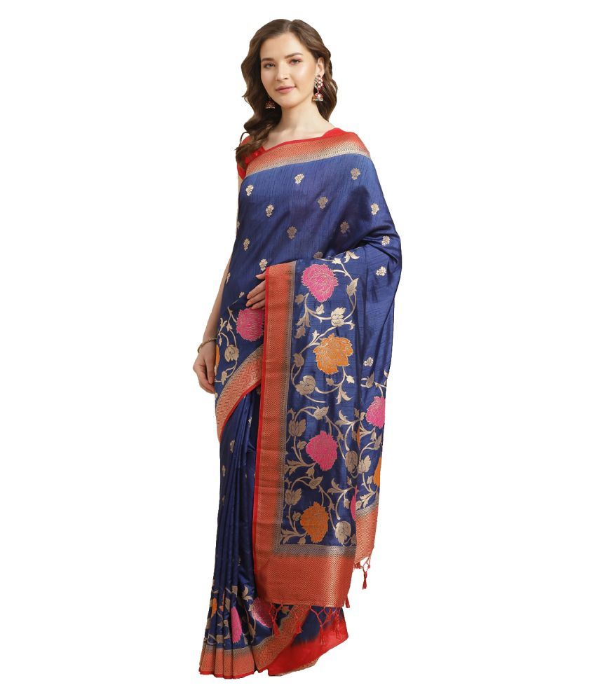     			Aarrah Blue Silk Blend Saree - Single