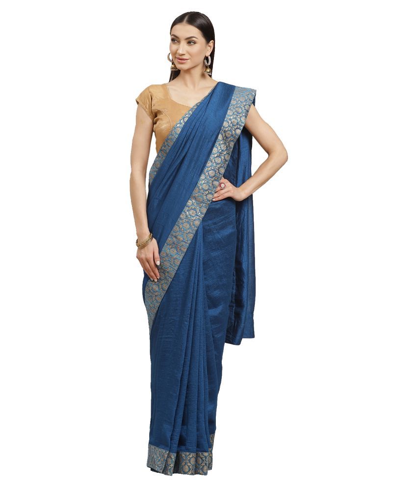     			Aarrah Blue Silk Blend Saree - Single