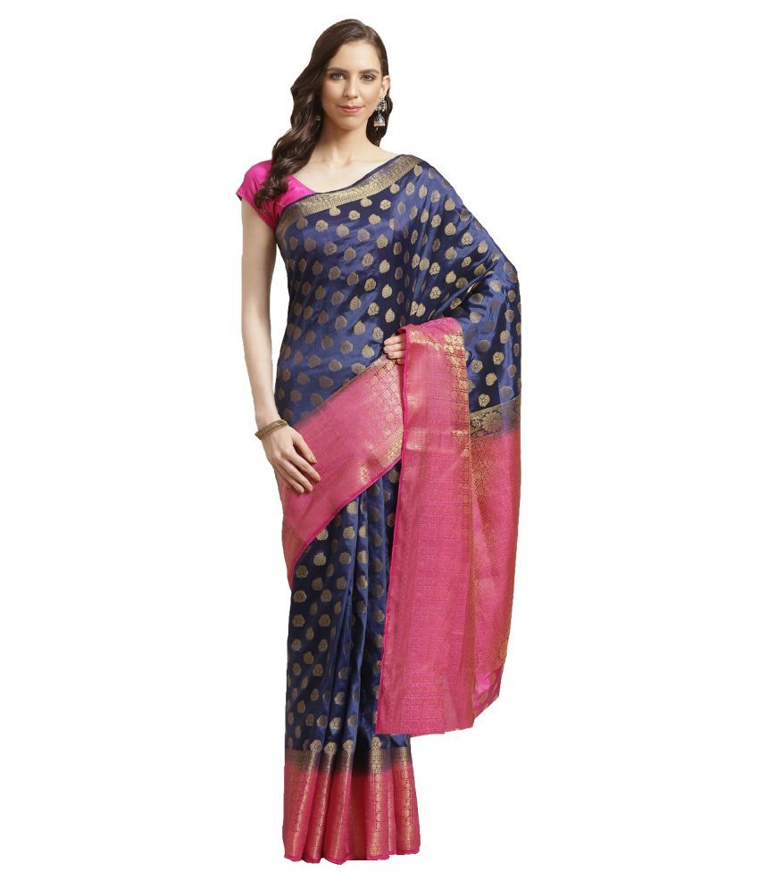     			Aarrah Blue Silk Blend Saree - Single