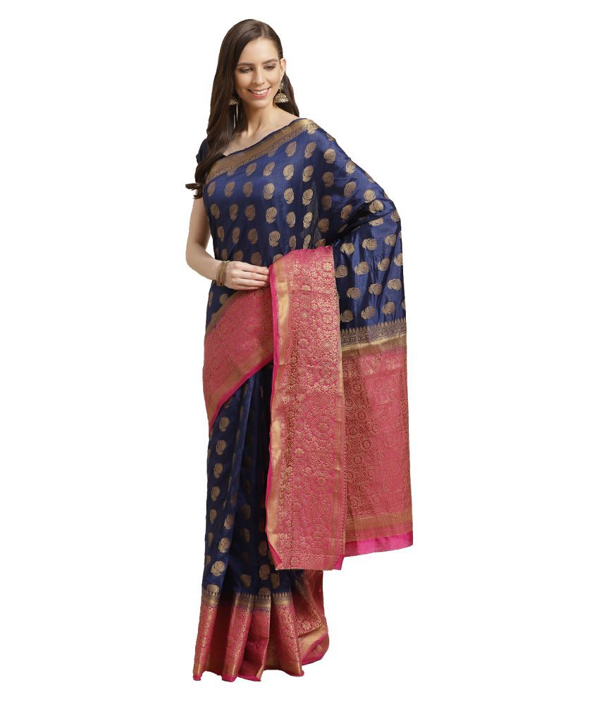     			Aarrah Blue Silk Blend Saree - Single