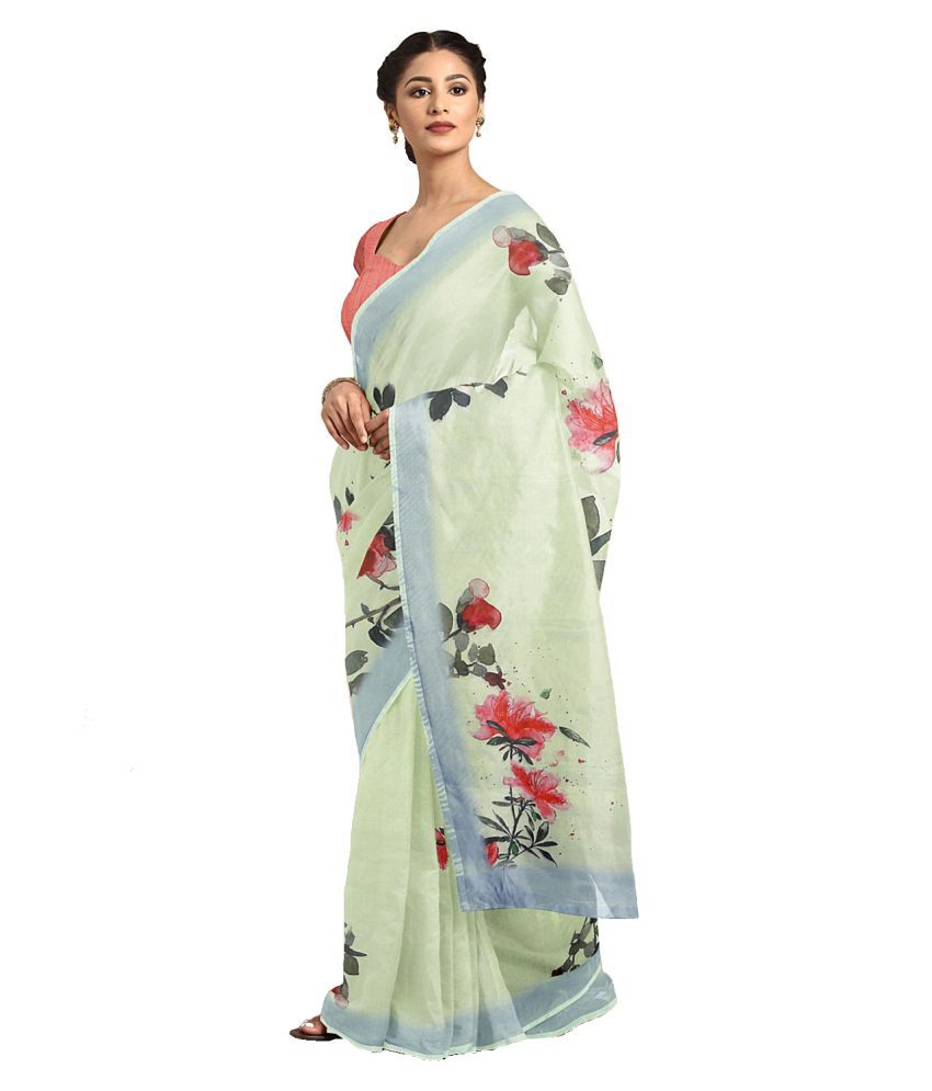     			Aarrah Green Organza Saree - Single