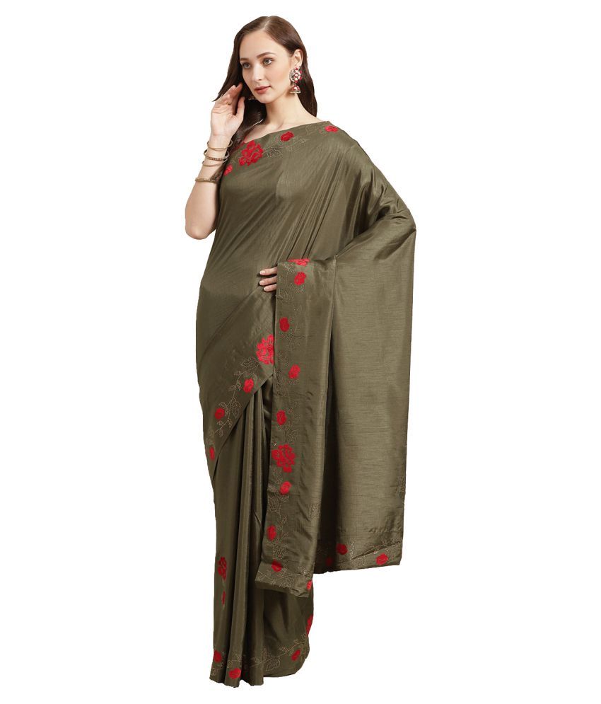     			Aarrah Green Silk Blend Saree - Single