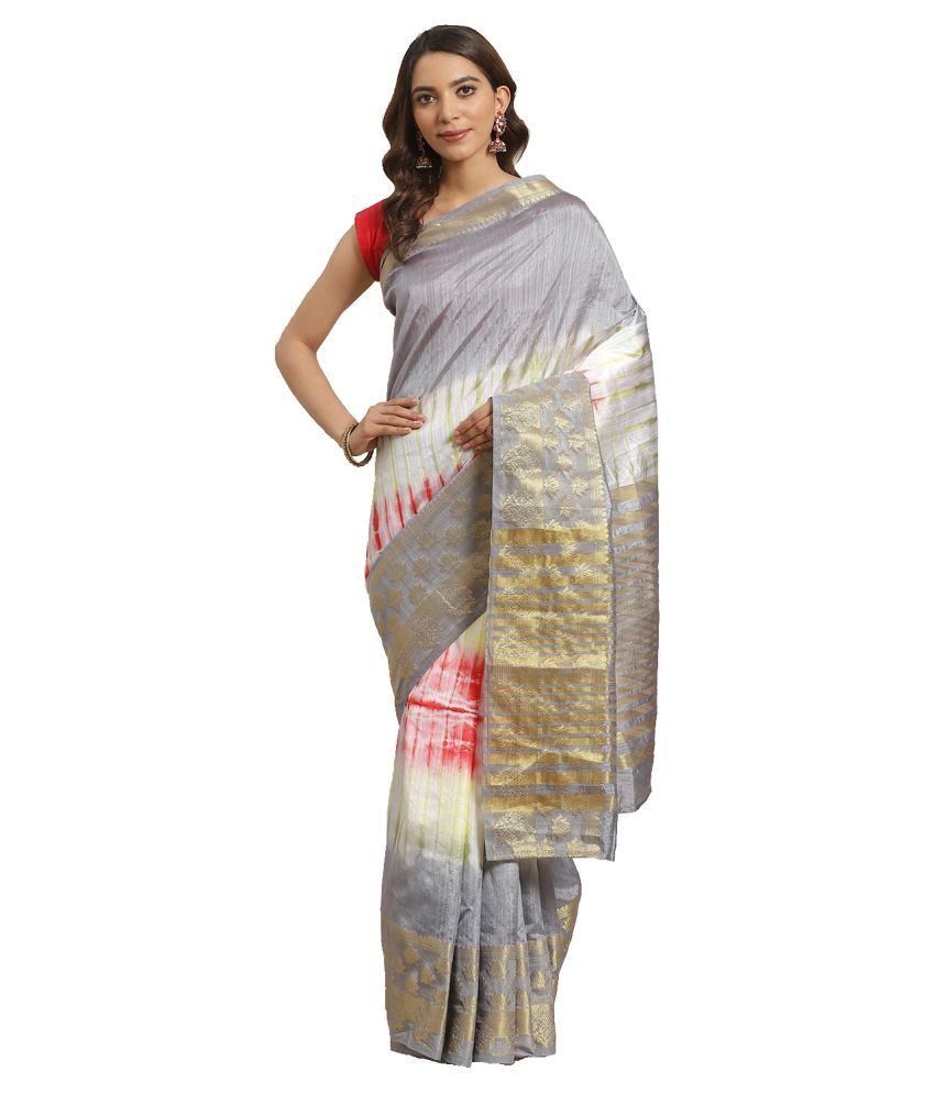     			Aarrah Grey Silk Blend Saree - Single