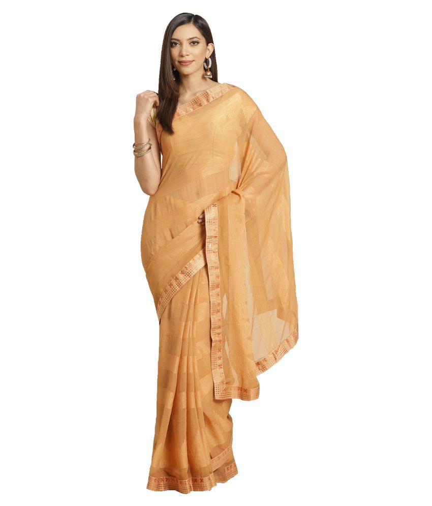     			Aarrah Peach Brasso Saree - Single