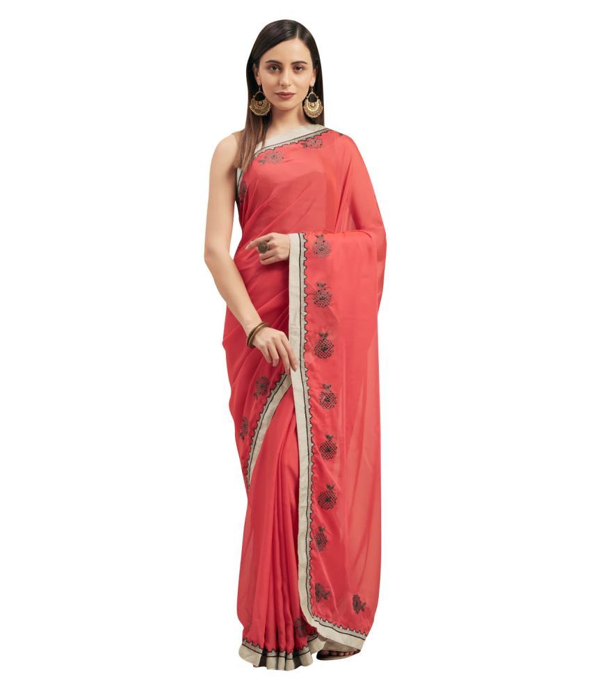     			Aarrah Pink Silk Blend Saree - Single