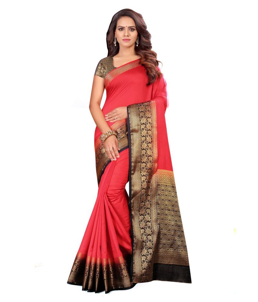     			Aarrah Red Silk Blend Saree - Single