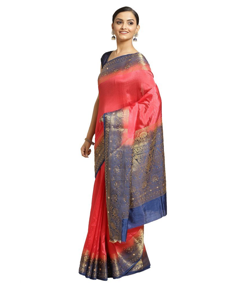     			Aarrah Red Silk Blend Saree - Single