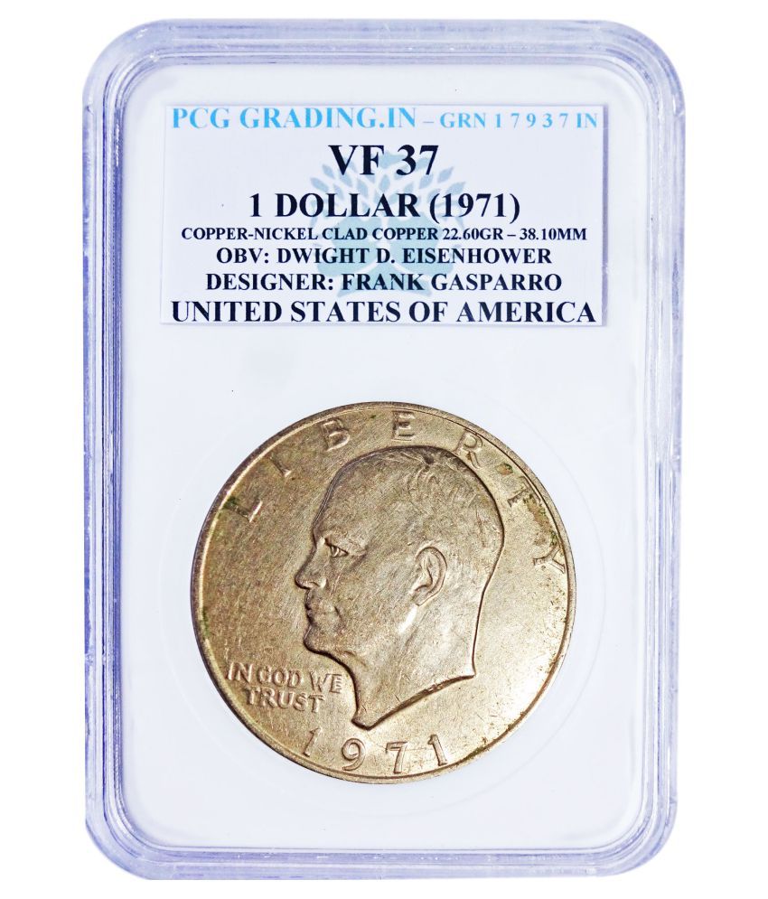     			Pcg Graded 1 Dollar (1971) Obv: Dwight D. Eisenhower Designer: Frank Gasparro United States of America Copper-Nickle Coin